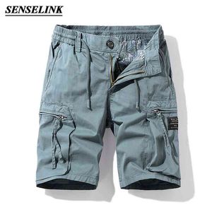 Hommes Summer Solid Color Casual Shorts Classic Poche Micro-Élastique Mode Twill Coton Cargo Grande Taille 28-38 210716