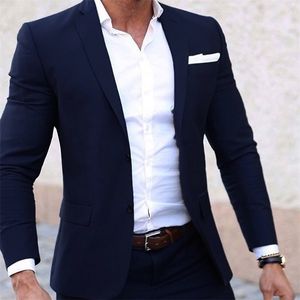 Trajes de verano para hombre Traje de hombre azul transpirable de peso ligero hecho a medida, traje de boda de verano hecho a medida azul marino para hombres 201106