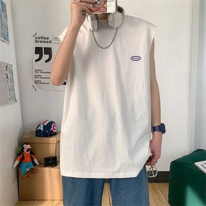 Mannen Zomer Tank Tops Katoen Losse Mouwloze Shirts Korea Mode Vest Mannelijke Strand Vesten Casual Shirt Wit Harajuku Hemd 240315