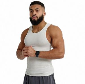 Débardeurs d'été pour hommes Séchage rapide Rib Slim Fit Muscle Tee pour hommes Fitn Entraînement Gym Singlet Bodybuilding u9fF #