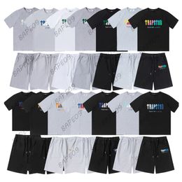 Men Summer Trapstar Tracksuits de concepteur Rainbow Towel Brodemery Decoding Men and Women T-shirt Pantal
