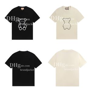 Camisetas de lujo para hombre, camiseta con estampado de oso de dibujos animados, ropa informal sencilla, camisetas para amantes