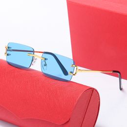 hommes lunettes de soleil carti lunettes mode décorer unisexe sans cadre protection des yeux transparent plaque carrée sans monture avec étui lunettes de soleil design