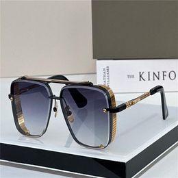 heren zonnebril ontwerp pop TOP limited edition SIX heren K goud retro vierkant frame kristal snijden lens met raster afneembare bril206F