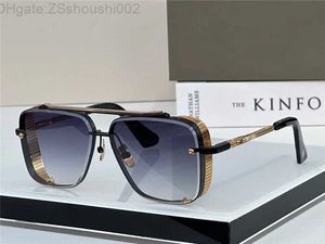heren zonnebril design pop TOP limited edition SIX K goud retro vierkant frame kristal snijdende lens met raster afneembare bril ZAMA