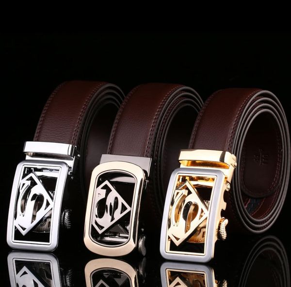 Hommes Superman Belt 100 ceintures en cuir authentiques pour hommes de haute qualité Metal Automatique Boucle Boucle Male Jeans Ceinture Homme9096527