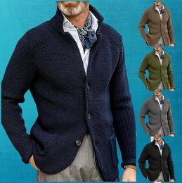 Hommes pull manteau mince costume col montant tricoté automne et hiver cardigan hommes 240130