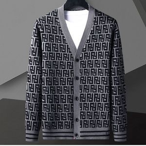 Suéter para hombre, suéteres para hombre, abrigo, cárdigan de marca de lujo, cárdigan tejido con cuello en V, moda para hombre, jersey de manga larga con letras, abrigos, tops M-4XL