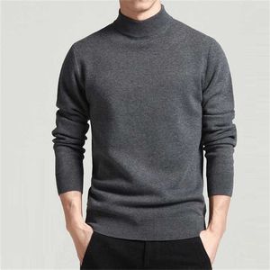 Mannen trui Solid Pullovers Mock Neck Spring and Herfst Wear Dun Fashion Undershirt Maat M tot 4XL 211006