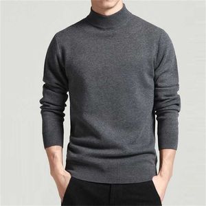 Mannen trui Solid Pullovers Mock Neck Spring and Herfst Wear Dun Fashion Undershirt Maat M tot 4XL 220105