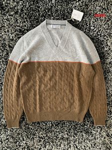 Sweaters de hombres Brunello Otoño Invierno Cucinelli Color en V Color Cabalde Cantelicería mezclada Séter de manga larga casual