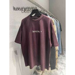 Mannen Sweaters Modeparen Zomer T -shirt Balenciigas Spring en zomer Hoge versie B Home Letter R Stard Offset Os Off Shoulder Cover Round Neck Lqtl