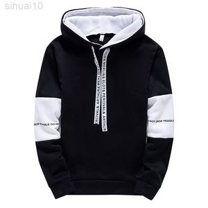 Mannen sweaters lange mouwen casual afdrukken met letter sweatshirt nieuwe lente hiphop trui sport top man mannelijke sweatshirt met capuchon l220730