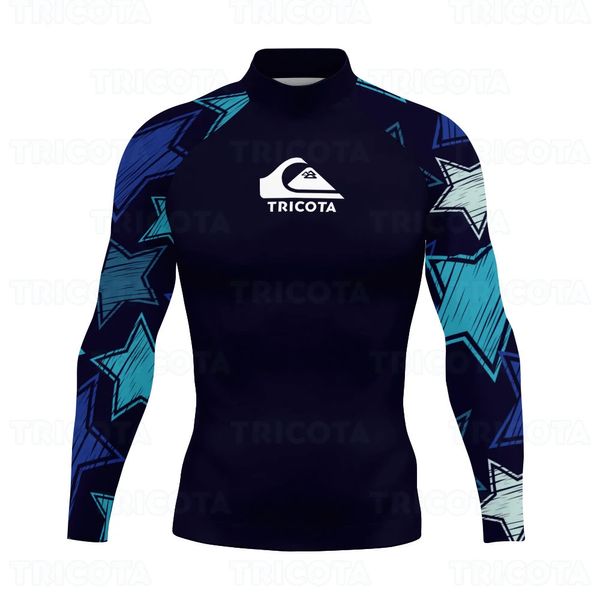 Hommes natation surf t-shirt plage Protection UV maillots de bain anti-éruption à manches longues plongée combinaison Rashguard hauts 240219