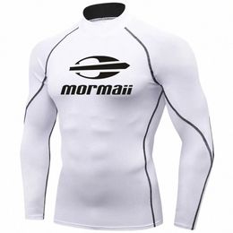 Mannen Badpak Zwemmen T-shirt Strand UV Protecti Badmode R Guard Lg Mouw Surfen Duiken Badpak Surf T-shirt Rguard 43E8 #