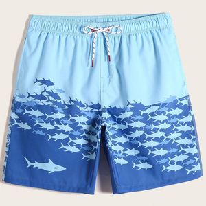 Mannen Badmode Blauw Print Beach Board Shorts Sexy Zwempakken Trunks Zwemmen Slips Bikini Gym Sports Surf Zwemmen Heren