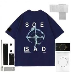 Mannen t geborduurd 24SS Designer Tops Shirt Sweatshirt Compass Armband Katoen Loose Sleeve pullover Hoodie Summer Short M-2XL