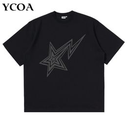 Men T-shirt 100% katoenen ster Y2K Streetwear Oversized Koreaanse mode Harajuku Short Sleeve T-shirt Graphic Aesthetic Clothing 240410