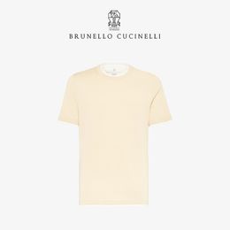 Men t-shirt Brunello ronde nek Cucinelli korte mouw slank casual gebreide katoenen t-shirt