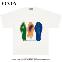 T-shirt en coton surdimensionné pour hommes, imprimé YCOA graphique Harajuku Hip Hop, hauts amples, mode coréenne Y2k, vêtements esthétiques 240119