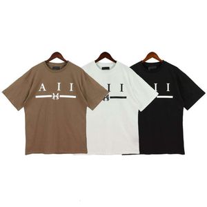 Men t Shirt Designer T Shirts Mens Dames Hoge versie Fashion Letter Afdruk Graphic T -shirts Luxe Luxe Shirt Short Shirt Ronde Hals Loose Casual Sweatshirt Three Color