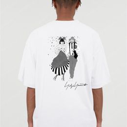 Men t -shirt ontwerper Women T -shirt Y3 Sketch Printing Yohji Wedding Signature Street Losse korte mouw Hip Hop Cotton Tees