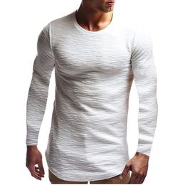 Mannen T-shirt Fitness T-shirts Mannen O-hals Man T-shirt voor Mannelijke T-shirts Casual Tops Solid Color Long-Sleeve Shirts 210515