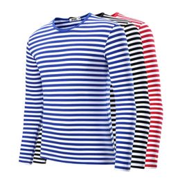 T-shirt pour hommes pour hommes Vêtements Harajuku T-shirt pour femmes Slim Fit Coton Stripe Chemise à manches longues, plus la taille T-shirts de mode Top 240306