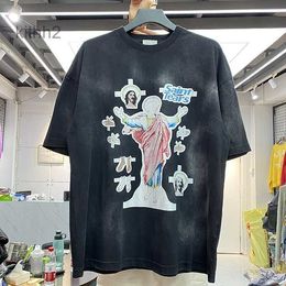 Camiseta para hombre, camisetas negras de manga corta con estampado divertido de Saint, camiseta de alta calidad, fotos reales CP5S