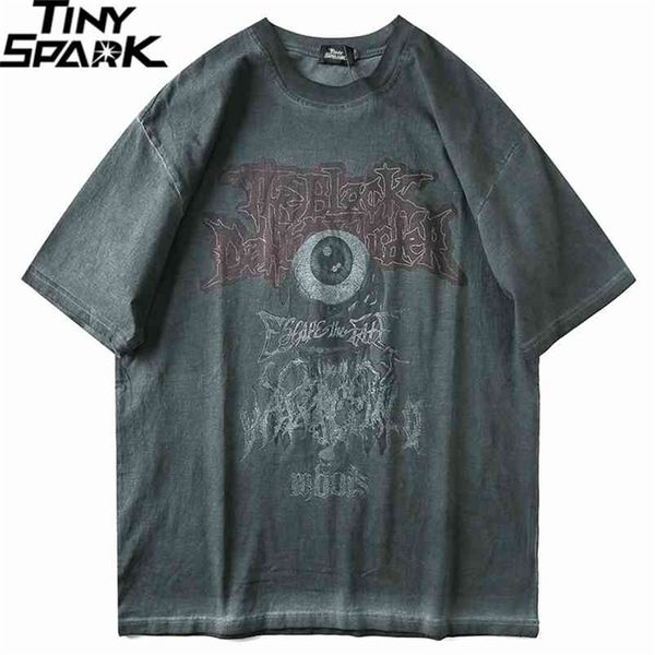 Hommes T-shirt Hip Hop Dark Streetwear Tshirt Imprimer Harajuku Été T-shirt à manches courtes en coton Tops T-shirts T-shirts surdimensionnés 210716