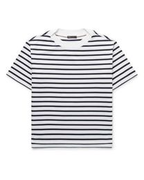 Heren T-shirt Loro Piana Heren Blauw Gestreept Katoen-jersey T-shirt Korte Mouwen Tops Zomer Tshirt Designer