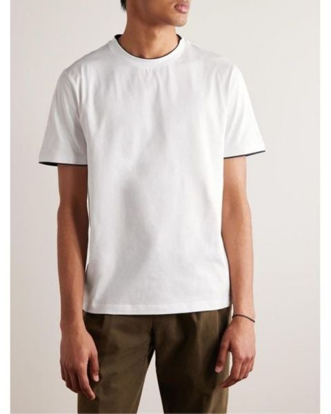 Camiseta de hombre La camiseta de Loro Piana está detallada con ribetes de contraste a lo largo del cuello Camisetas de manga corta Camiseta de verano