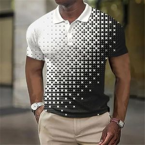 Men T-shirt Heren Polos Polo Shirt Golf Shirts Plaid Turndown 3D Print T-streetwear korte mouw buttondown kleding casual top 230609