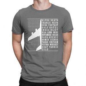 Hommes T-shirt Phetic Alphabet Pilote d'avion Flying Aviati Cott Tee-shirt à manches courtes T-shirt Col rond Vêtements Idée cadeau X9eZ #