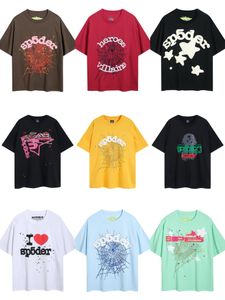 Hommes t-shirt rose jeune thug sp5der 555555 hommes femmes qualité moussing imprimer spider web motif tshirt top t-t-shirt