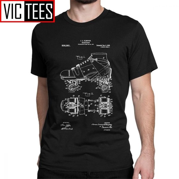 Hommes T Shirt Roller Skate T-Shirt Patent Skater Skateboarding Skates Derby Tops Tees 100% Coton Imprimé 210420