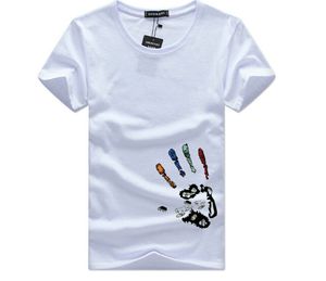 T-shirt homme d'été coloré mains imprimées à manches courtes T-shirts