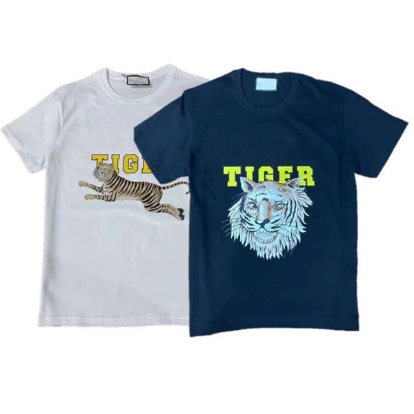 Camiseta con estampado de tigre para hombre, camiseta con cuello, camisetas para hombre y mujer, Top de manga corta con estampado de mariposas Round280w