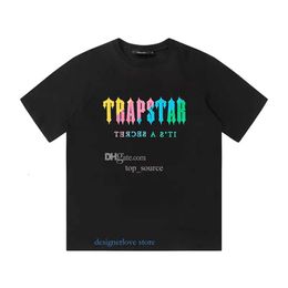 Men T Shirts Designer Luxe hoogwaardige Trap Star Shirt Print Letter Zwart Wit Gray Rainbow Color Summer Sports Mode Top Women T -shirt voor man Trendy Outfit