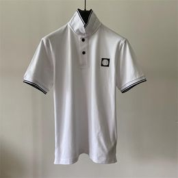 Hommes T-Shirts broderie Patch Logo lettre pierre décontracté coton mâle couverture SI col Polo à manches courtes t-shirt hauts t-shirt SI