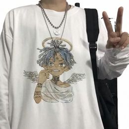 T-shirts pour hommes surdimensionnés Y2K Tops Anime imprimé T-shirt à manches LG 2023 Été Fi Hip Hop Gothic Tee Harajuku Tshirt pour hommes S2Ay #