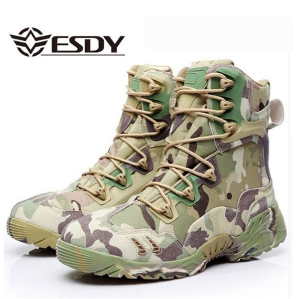 Hommes tactique Amry Camouflage militaire hommes chaussures de sécurité haut haut respirant désert chaussures hommes bottes de combat Y200915