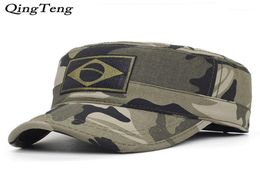 Mannen Tactische Camo Hoeden Borduren Brazilië Vlag Platte Pet Team Mannelijke Baseball Caps Army Force Jungle Jacht Cap14300643