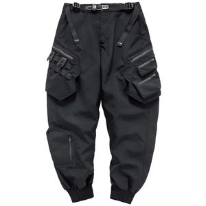 Men Tactical Cargo Fashion Fonctionnel Pantalon Multi Pockets Hip Hop Streetwear Bomber Pants Techwear Black WB764