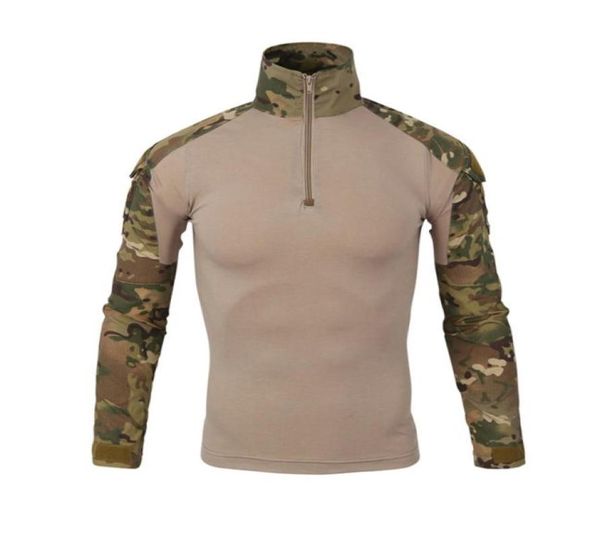 Hombres Camisa de combate táctico Camuflaje Manga larga Cremallera Casual Caza Pesca Ciclismo Tops Ropa Outwear Deportes Paintball Airso2201772