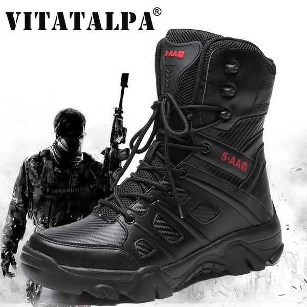 Hommes bottes militaires tactiques hommes chaussures décontractées en cuir SWAT armée botte moto cheville Combat noir Botas Militares Hombre 240126