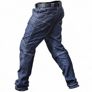 Hombres Pantalones tácticos Militar SWAT Combate Denim Trabajo Jeans Pantalones de carga Primavera Casual Pantalones masculinos Bolsillos múltiples A3Fo #