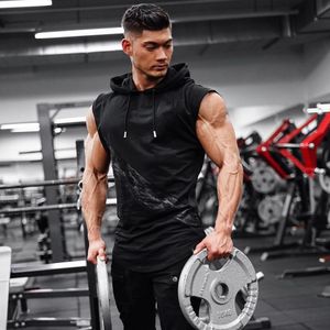 Hommes débardeur à capuche marque gymnases vêtements Fitness musculation Stringer débardeur entraînement Singlet chemise sans manches