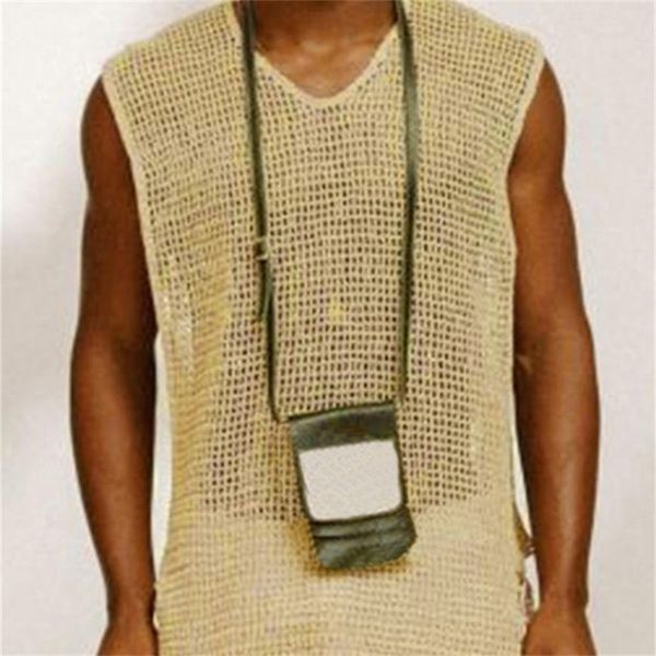 Hommes Débardeurs Maille Sans Manches Oneck À Lacets Voir À Travers Sexy Gilets Respirant Streetwear Côté Split Vêtements INCERUN 7 D220615