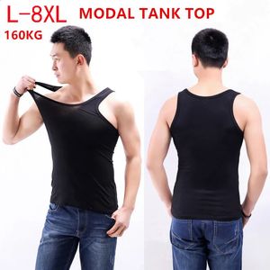 Hommes débardeurs Modal Muscle gilet maillot de corps grande taille 150KG 6XL 7XL 8XL sans manches solide surdimensionné Stretch été sous-vêtements de base 240318